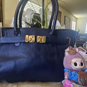 Onna Ehrlich Real Leather Navy Blue Handbag